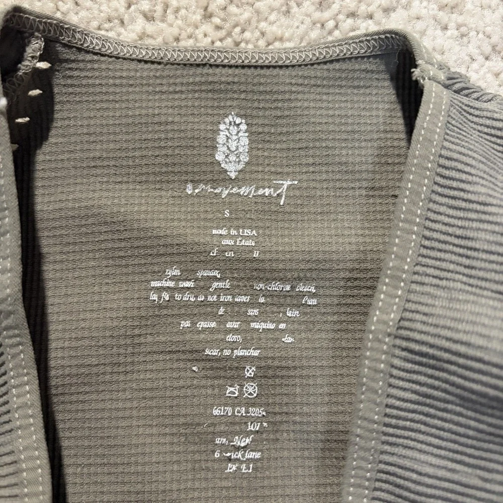 Free People Movement Long Sleeve Top Cut Out Small Olive Green